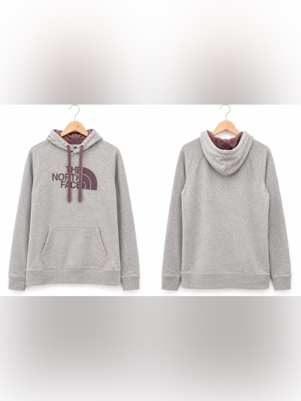 Women’s The North Face Gray Hoodie Large LG Mauve Logo Pullover